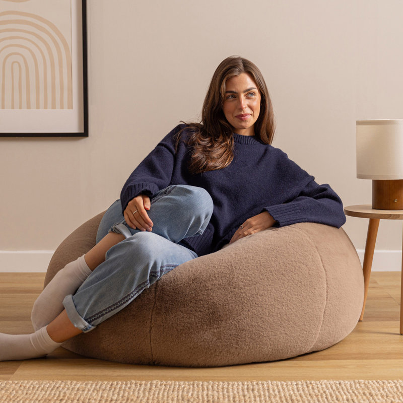 Bean Bag Bazaar Kingston Faux Rabbit Fur Classic Bean Bag, Brown