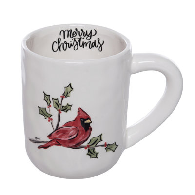 Ceramic Cardinal Coffee Mug Merry Christmas, Red, Ceramic, Table, Kitchen, Christmas, Drinkware