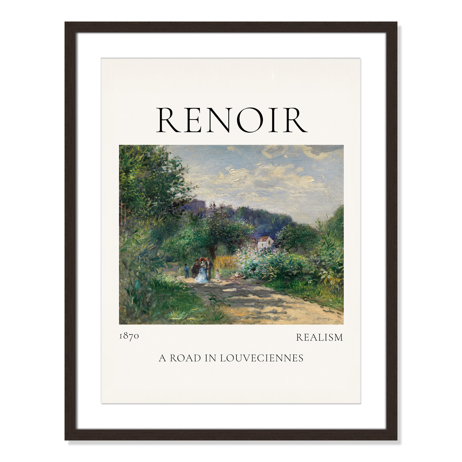 Rocchetto "A Road in Louveciennes" Print, Walnut Single Picture Frame, Yes, 29.5" H x 23.5" W x 1.25" D