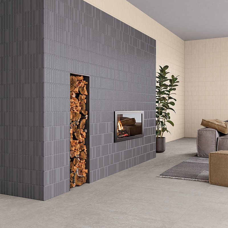 Carreau de céramique cannelé Groove 8X16, Gris