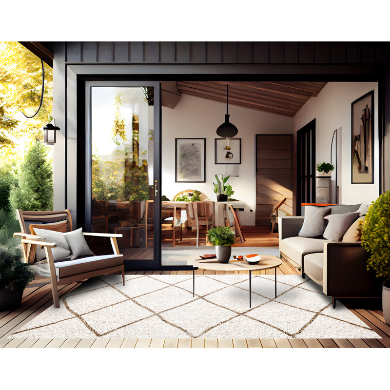 Abreonna Geometric Vinyl Machine Printed Area Rug, Rectangle 160 x 230cm