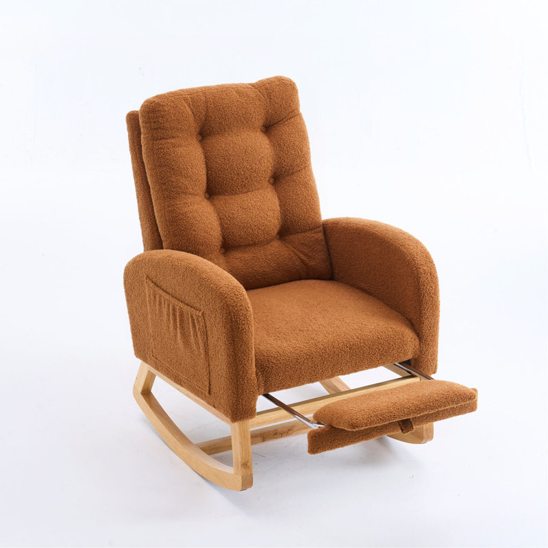 Chaise berçante d'appoint avec repose-pieds, Caramel