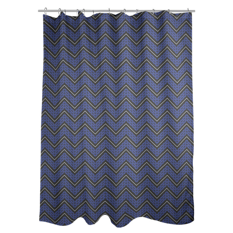 Rideau de douche simple à chevrons à la main classic, Bleu / Jaune