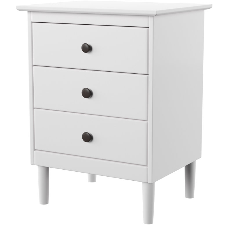 Haney 3-Drawer Solid Wood Nightstand, White