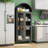 Metal Arched Cabinet With Lock, Freestanding Display Cabinet With Glass Doors And Adjustable Shelves, Modern Arched Bookshelf For Office, Kitchen, Pantry, Dining Room, Assembly Required, Black