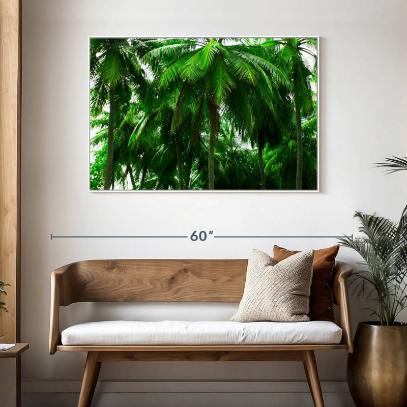 Palmier forêt, Cadre flottant blanc, 46 po x 31 po