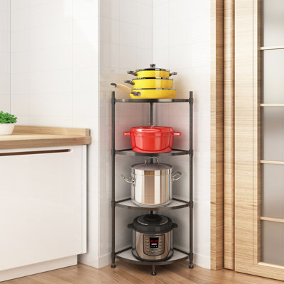 4 Tier Corner Display Rack Multipurpose Metal Shelving UnitBookcase Storage Rack Plant Stand