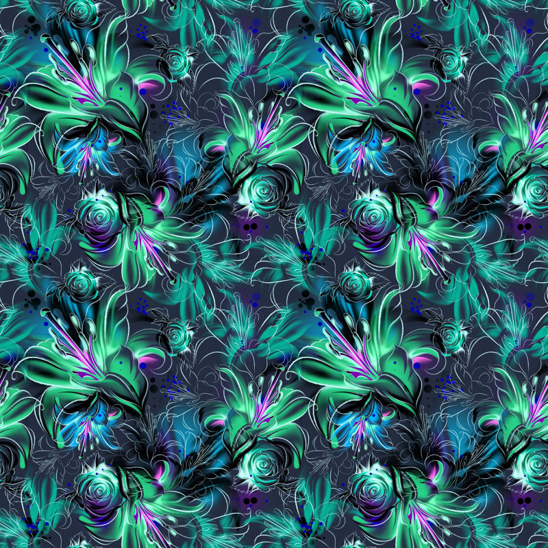 «Tervell Tropical Exotic Flowers On Canvas» par Alvina_Denisenko, impression, H 12 po x l 12 po