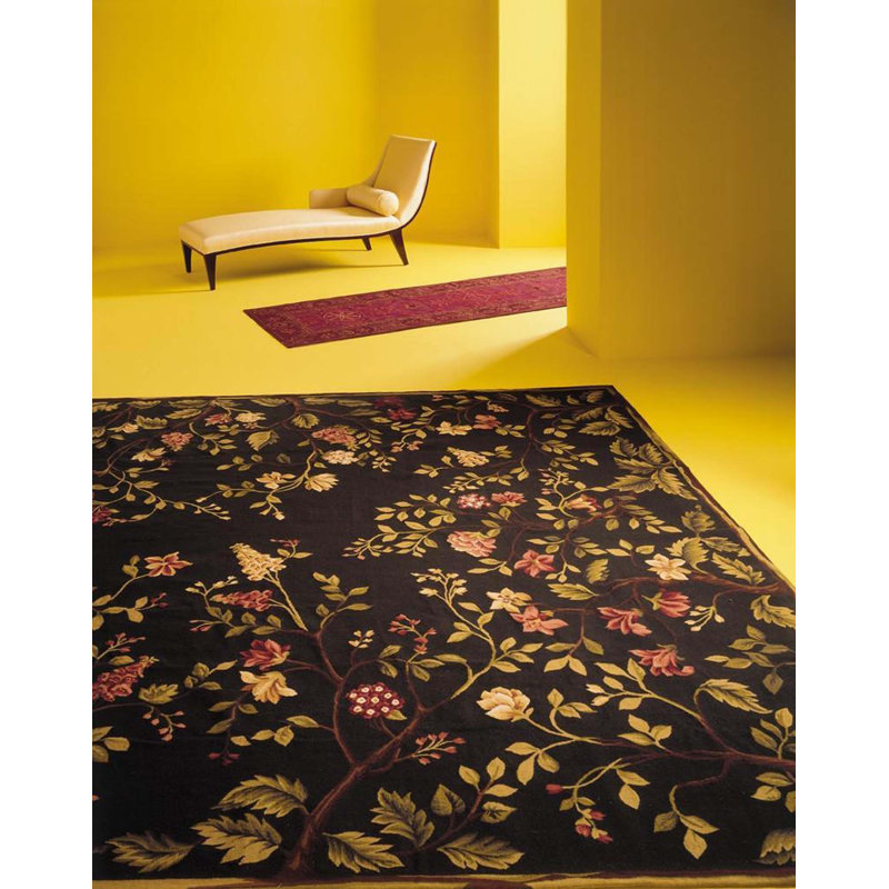 Wool Floral Area Rug, Rectangle 9'1" x 12'1"