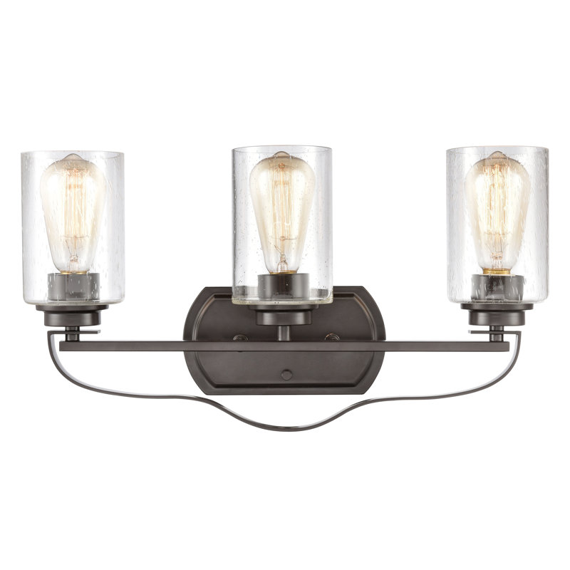 Éclairage pour salle de bain à 3 lumières de 20 po de large Market Square - Bronze huilé, H 11 po x l 20 po x P 5 po
