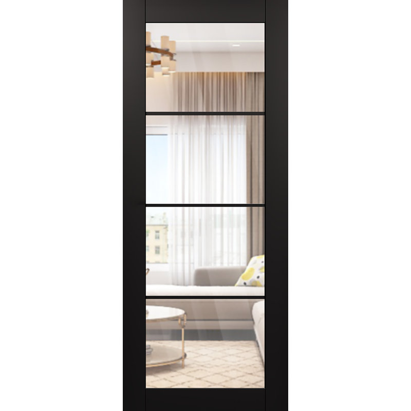 Porte intérieure standard Avon 4 Lite, 29,75 po x 79,37 po, Noir mat