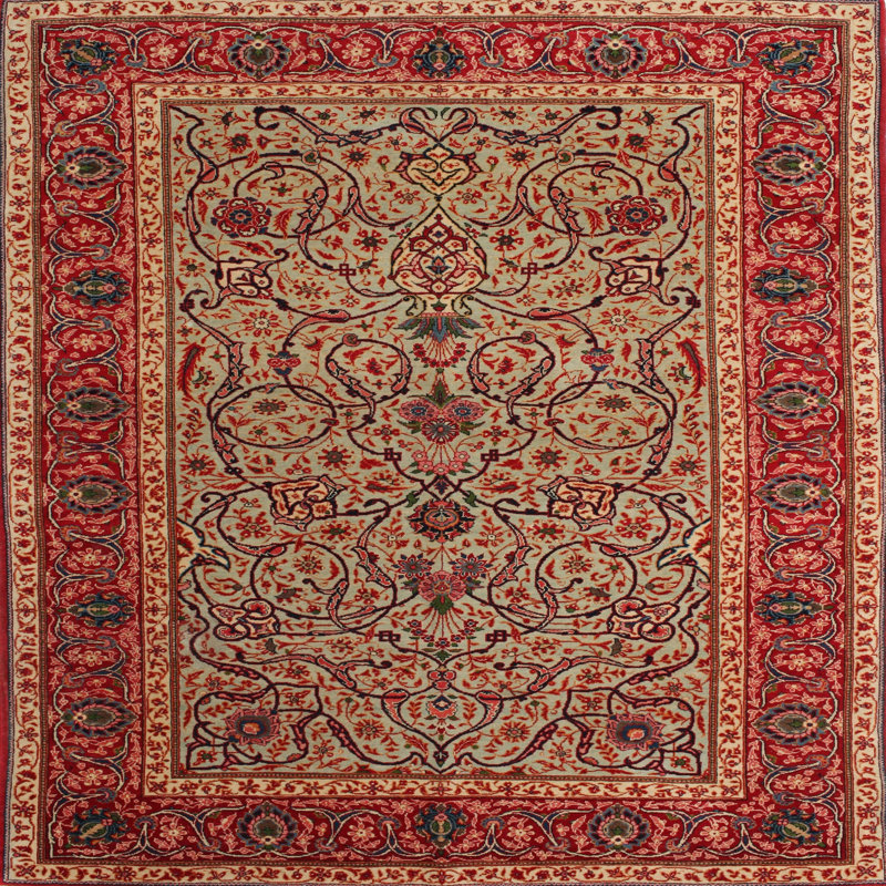 Tapis oriental rouge / brun Rachel, Carré 6 pi