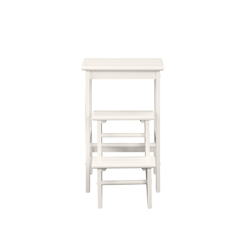 Danyell 3 - Step Wood Folding Step Stool, Cream