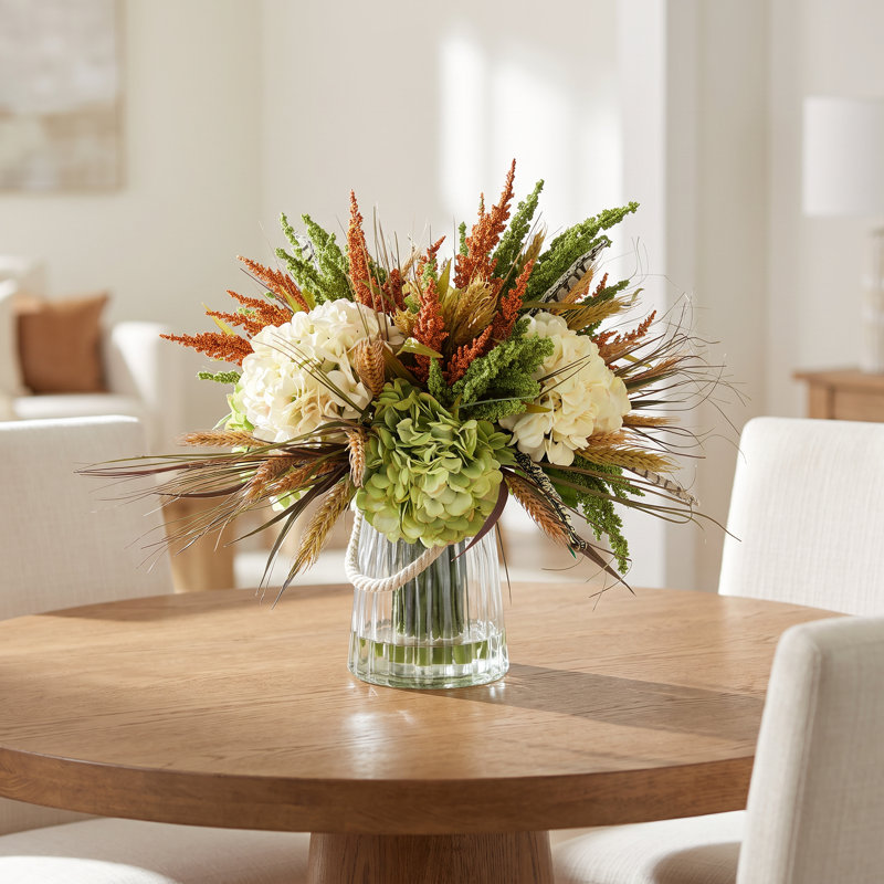 Assorted Hydrangea and Heather Fall Arrangement