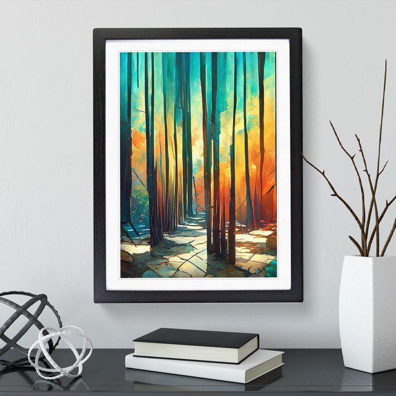 Unique Forest No.3 Abstract - Single Picture Frame Print, Black Framed, 64cm H x 46cm W x 2cm D