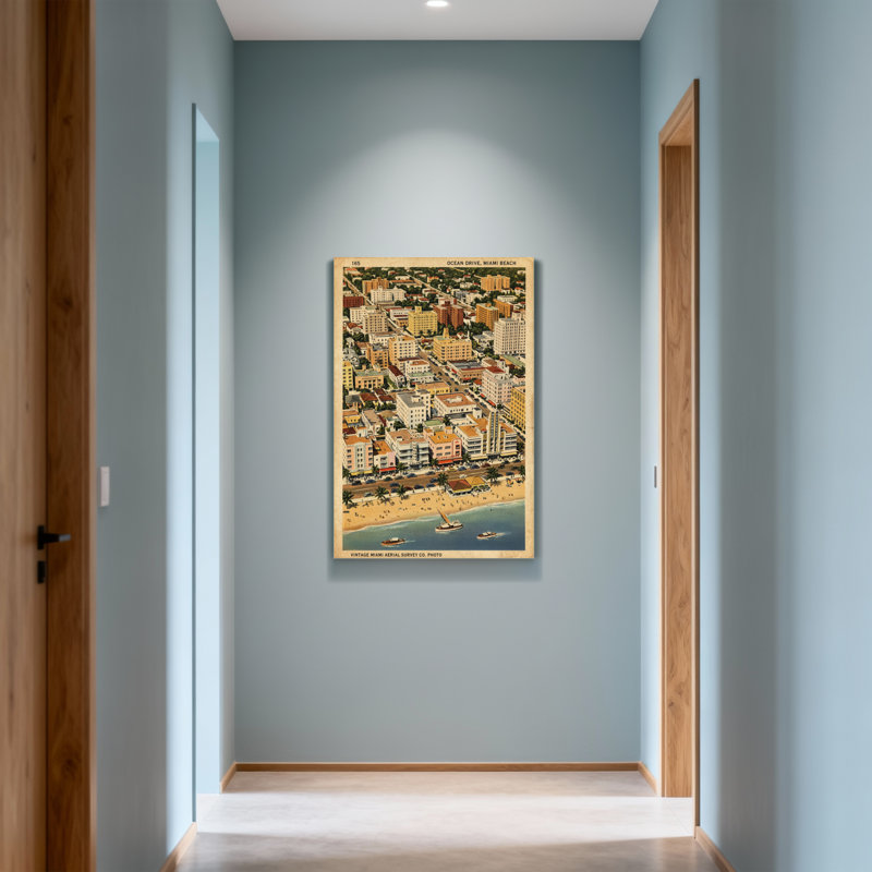 «Scenic & Cityscapes Vintage Miami Beach», reproduction d'art, H 48 po x l 32 po