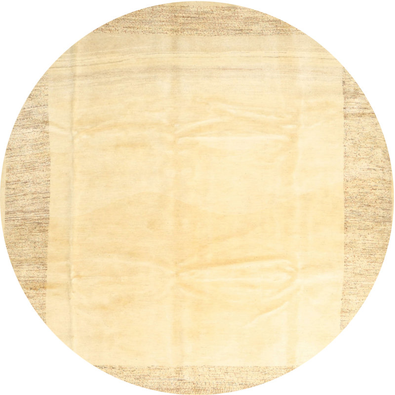 Tapis beige contemporain, Rond 8 pi