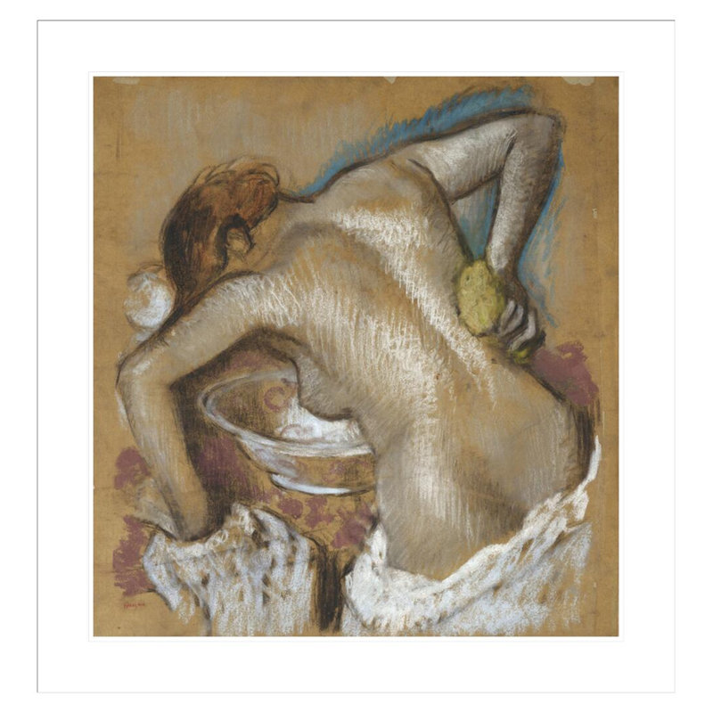 «Femme lavant le dos avec une éponge» par Edgar Degas, impression giclée encadrée, H 35,2 po x l 33,5 po