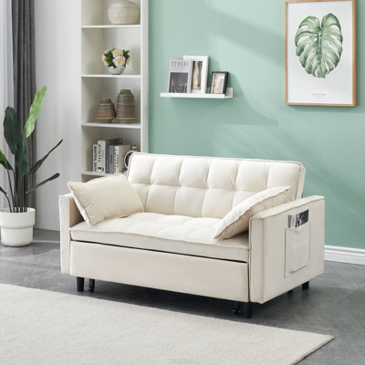 Canapé moderne en velours, lit gigogne, causeuse avec dossier, coussin, poches, mobilier de salon, canapé-lit convertible 3 en 1.