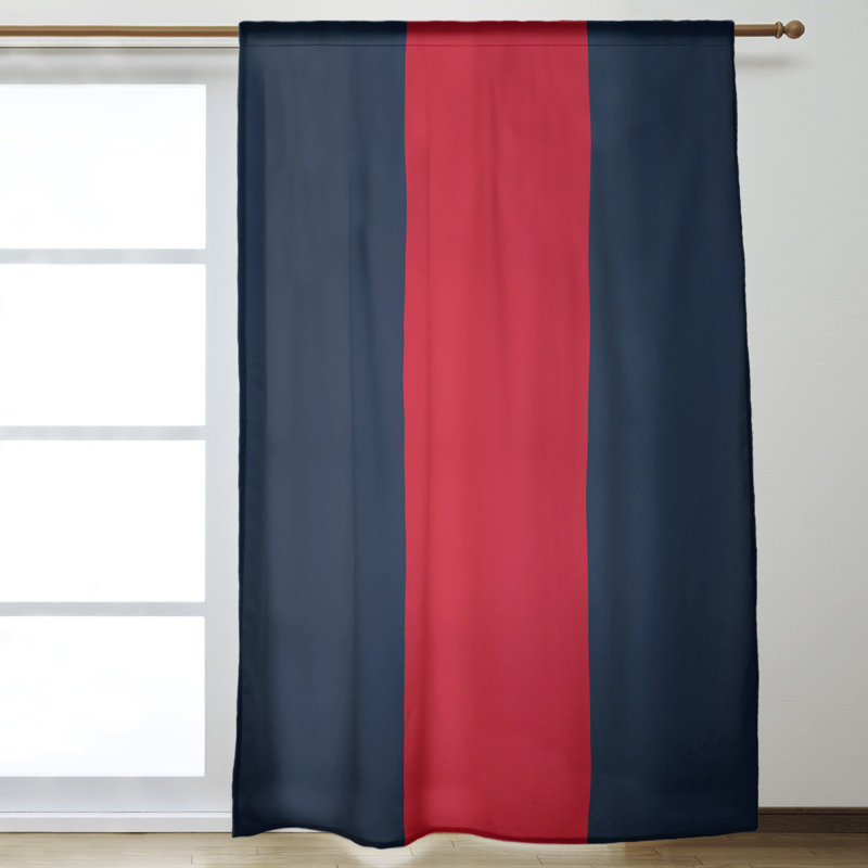 Mississippi Rebellion Sateen Room Darkening Curtain Single Panel, Navy/Red Middle