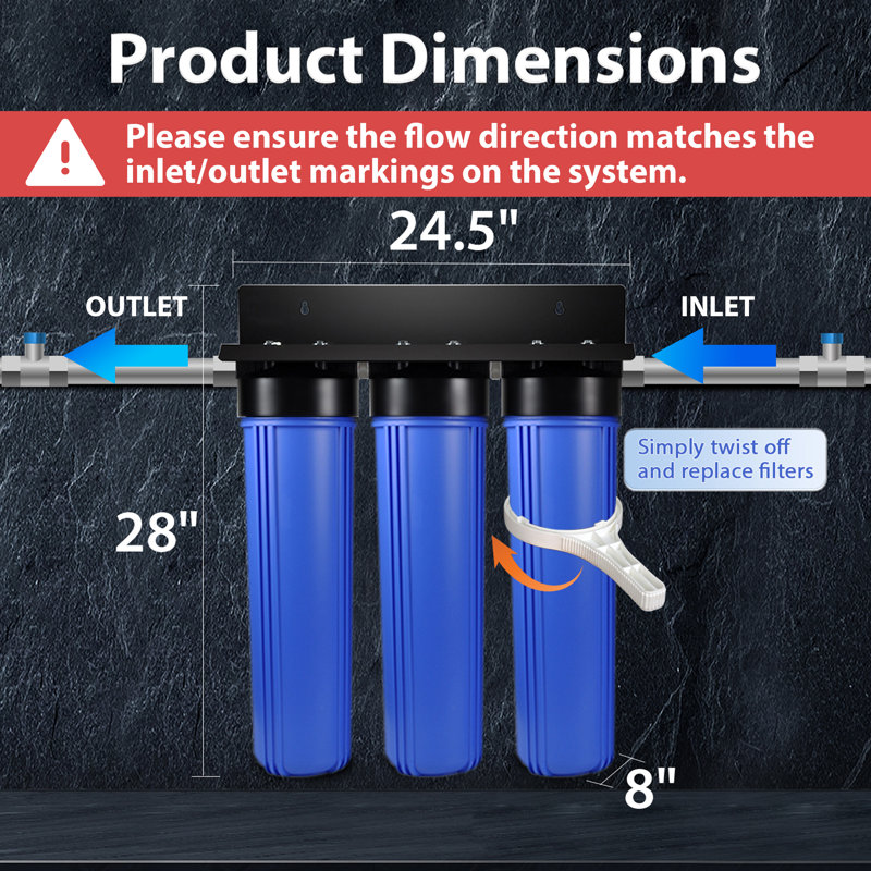 Système de filtration d'eau pour toute la maison iSpring avec filtres anti-calcaire en polyphosphates, GAC + KFF et bloc de carbone, détartrant à 3 étapes et filtre à eau, modèle: WGB32B-KDS