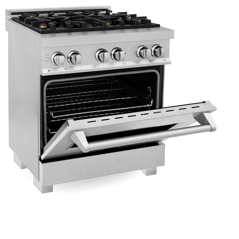 ZLINE 30" Legacy Dual Fuel Range, Brass Burners Satin Stainless Steel