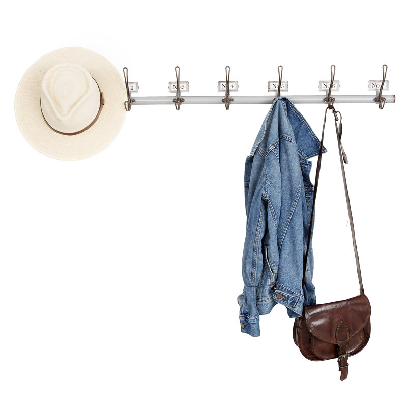 Cashel Iron Wall 7 - Hook Wall Mounted Coat Rack, Gray
