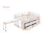 Lit mezzanine double avec bureau d'écriture rétractable et 4 tiroirs, lit mezzanine en bois avec bureau portatif latéral et tablettes, blanc-31332703-31332702