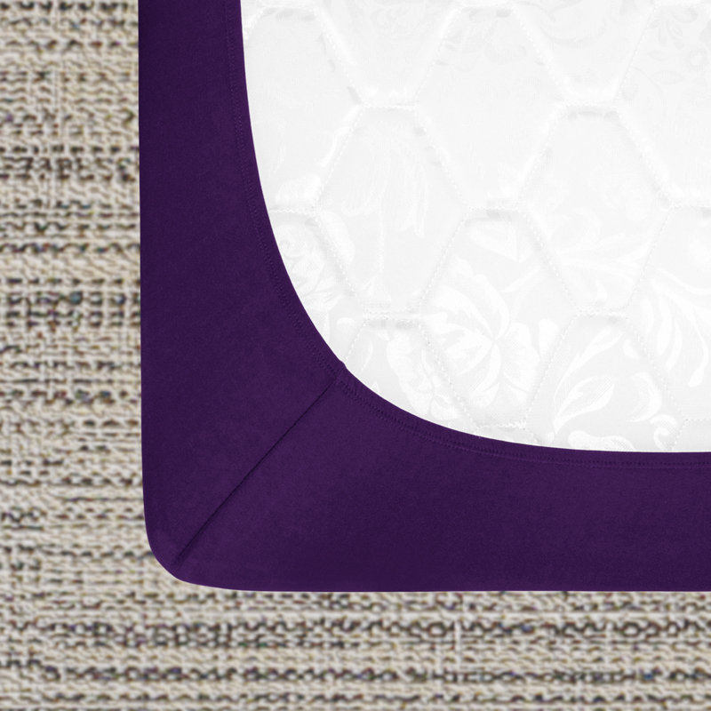 Queen Purple High Stretch Jersey Knit Box Spring Cover