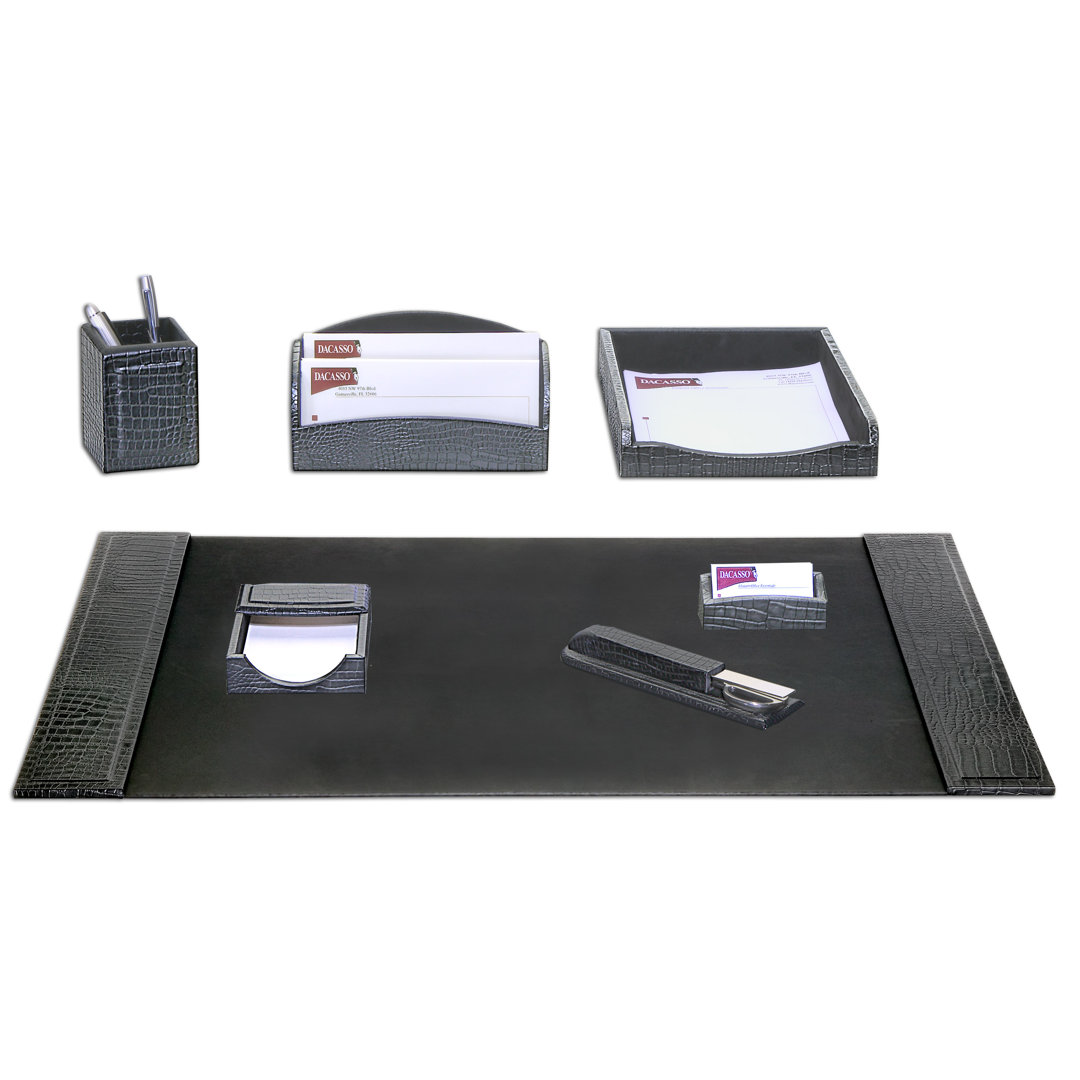 Faulks Crocodile Embossed 7 Piece Desk Set Astoria Grand 