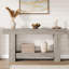 Console de vestibule, table de vestibule à 2 niveaux Farmhouse, canapé d'appoint long derrière le canapé avec rangement ouvert pour l'entrée, salon, couloir, gris clair, 63 po
