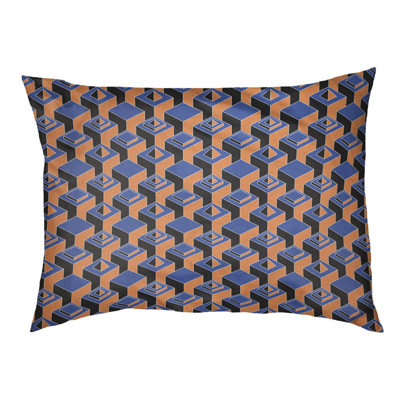 Coussin pour chien intérieur à motif skyscrapers Chen, Grand (l 50 po x P 7 po x H 40 po), Bleu / Orange