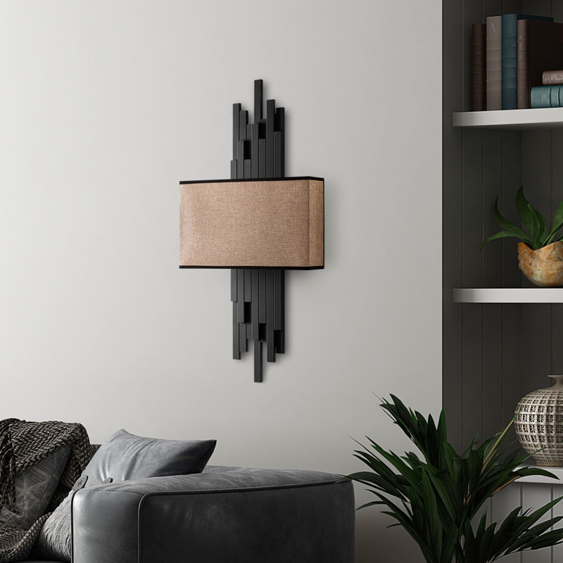 Lampe murale, Marron clair, Noir