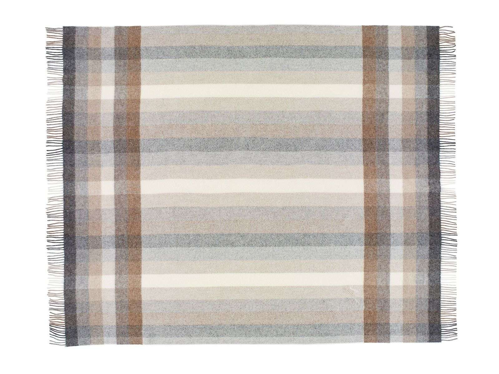 Shetland Wool Throw/Blankets Hand Woven Blanket, Brown/Gray/Beige/Ivory Geometric