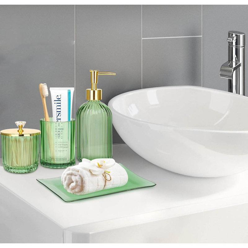 Bathroom Accessory Set, Green