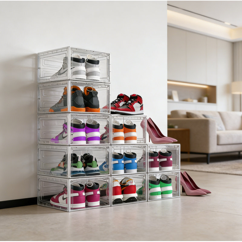 Extra Large Clear Shoe Box Organizers, 9-Pack, Clear