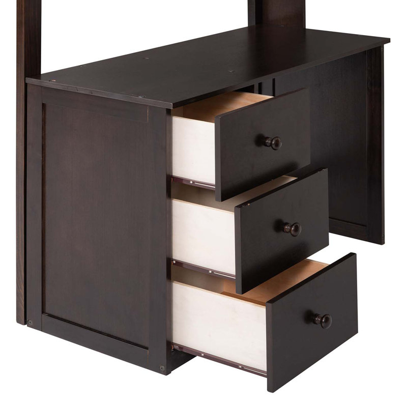 Loft Bed With Desk And Wardrobe, Espresso