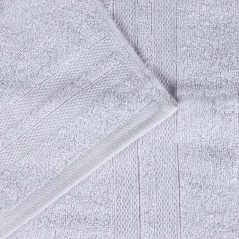 Ultra-Soft Cotton Solid Double Line Dobby Border Quick-Drying Assorted Towel, White