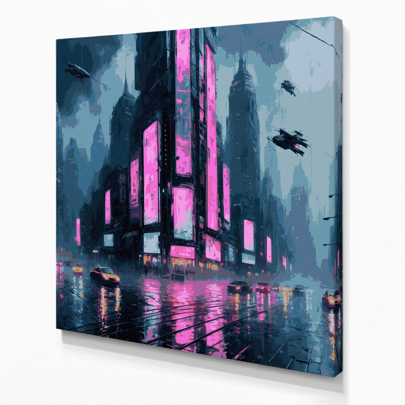 Art mural sur toile gris Sci Fi Cyberpunk, H 16 po x l 16 po