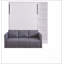 Lit escamotable double pleine grandeur avec canapé et tablettes, blanc-83124487