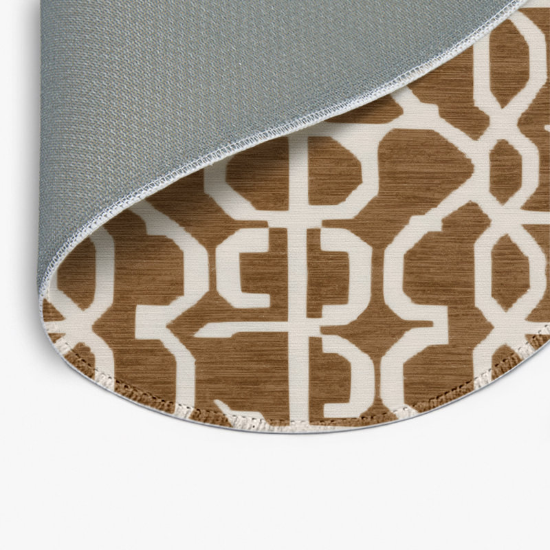 Trellis Brown Indoor and Outdoor Area Rug, Round 5'
