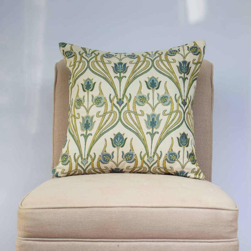 Woven Art Deco Cushion in Powder Blue, 43x43cm, Cover only