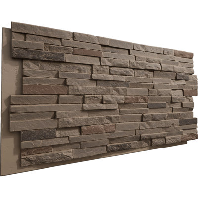 EverStone Eldorado Faux Stone Panel, 48"W x 25"H x 1"D, Smokey Stone Color