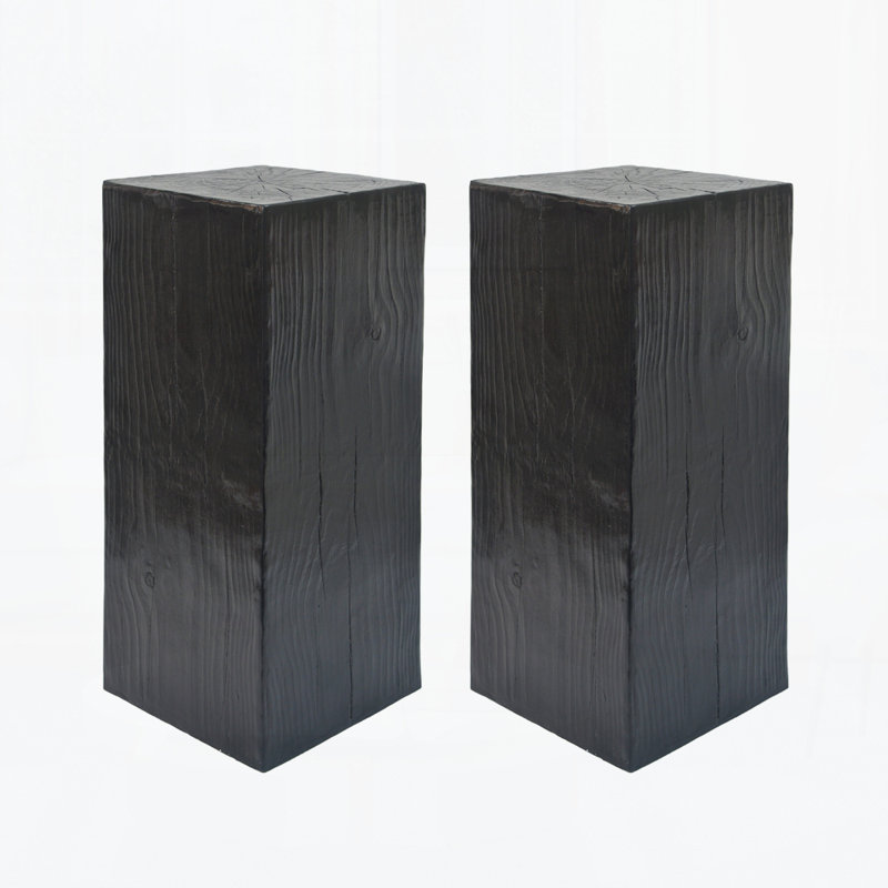 Wood-Look Square-Column MGO End Table, 33.75" H x 14.5" W x 14.5" D, Black