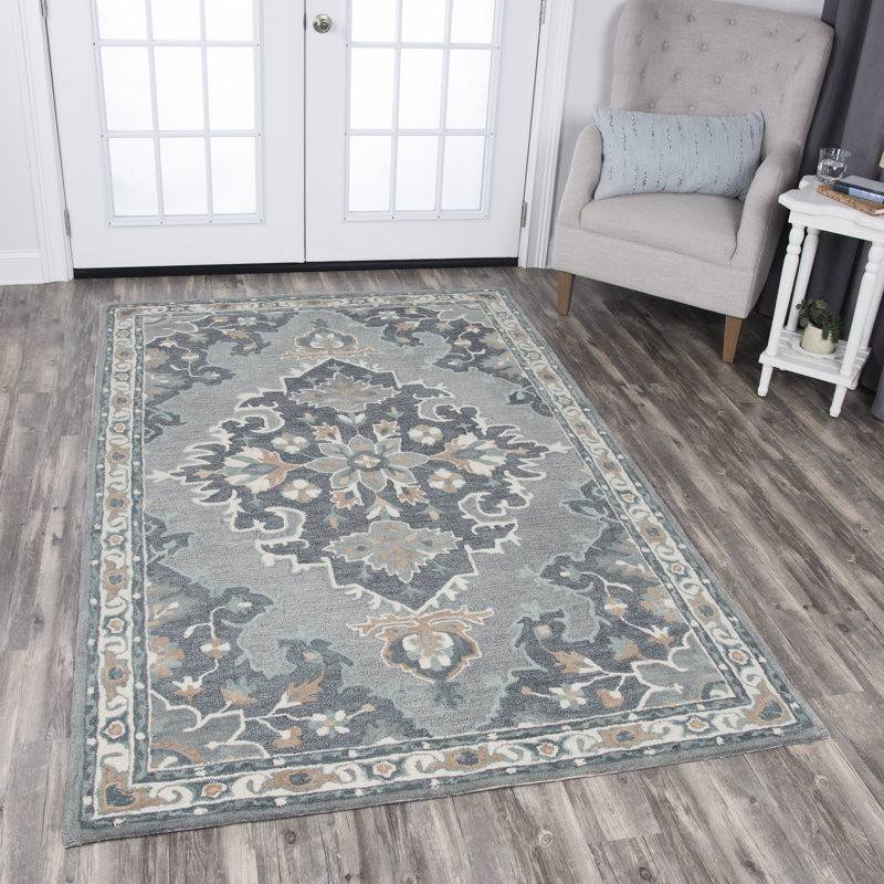 Tapis gris en laine touffeté à la main Edmondo, Rectangle de 10 pi x 13 pi