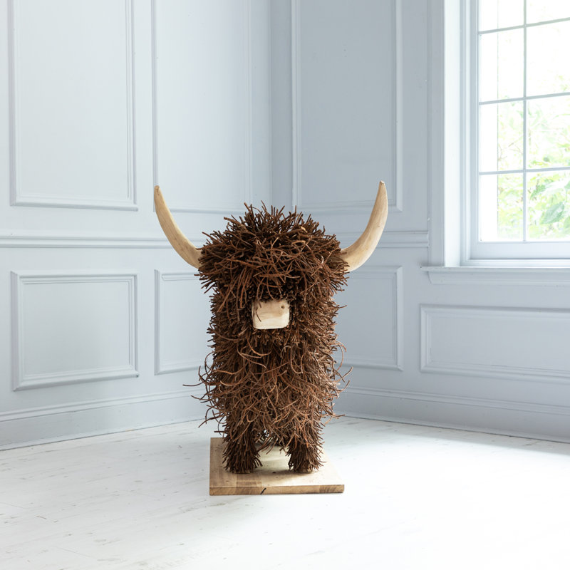 Highland Cow Animals Wood Garden Statue