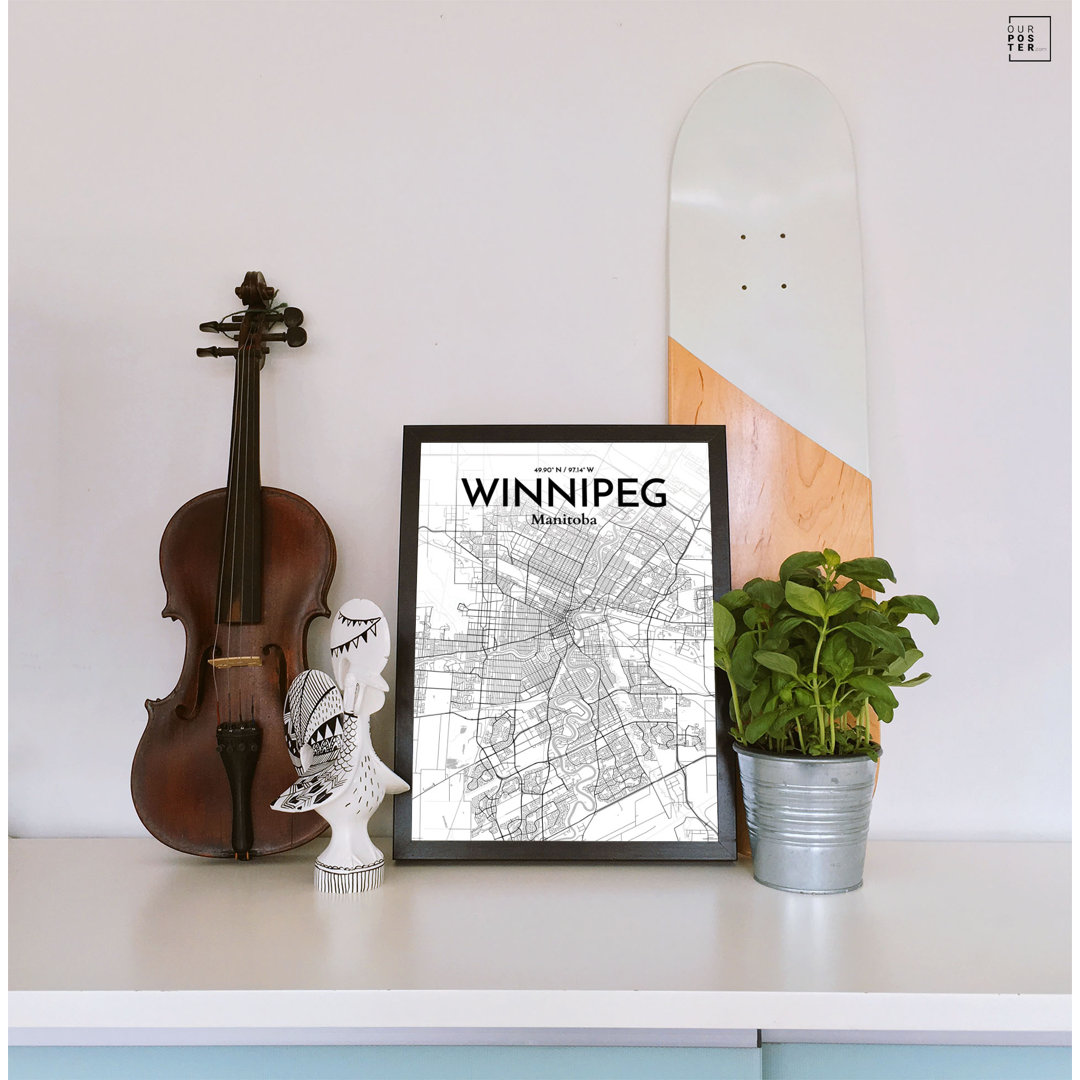Winnipeg City Map - No Frame Print