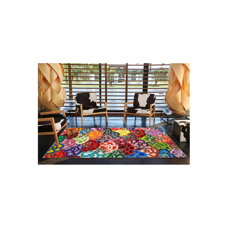 Tapis décoratif à motif floral Wavy Forest, Rond 4 pi