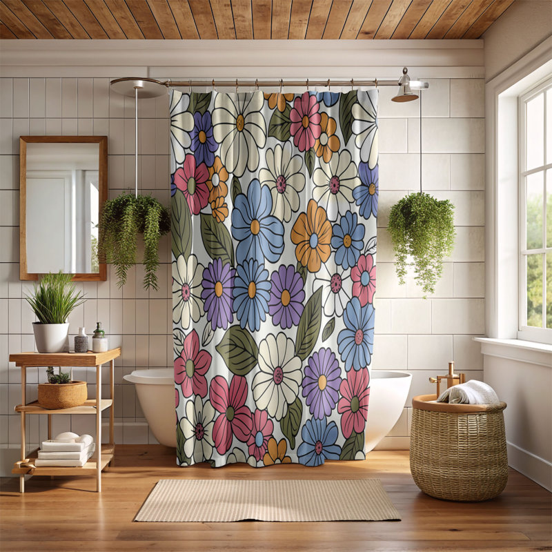 Rideau de douche Funky Drawn 60s - Premium, H 74 po x l 71 po