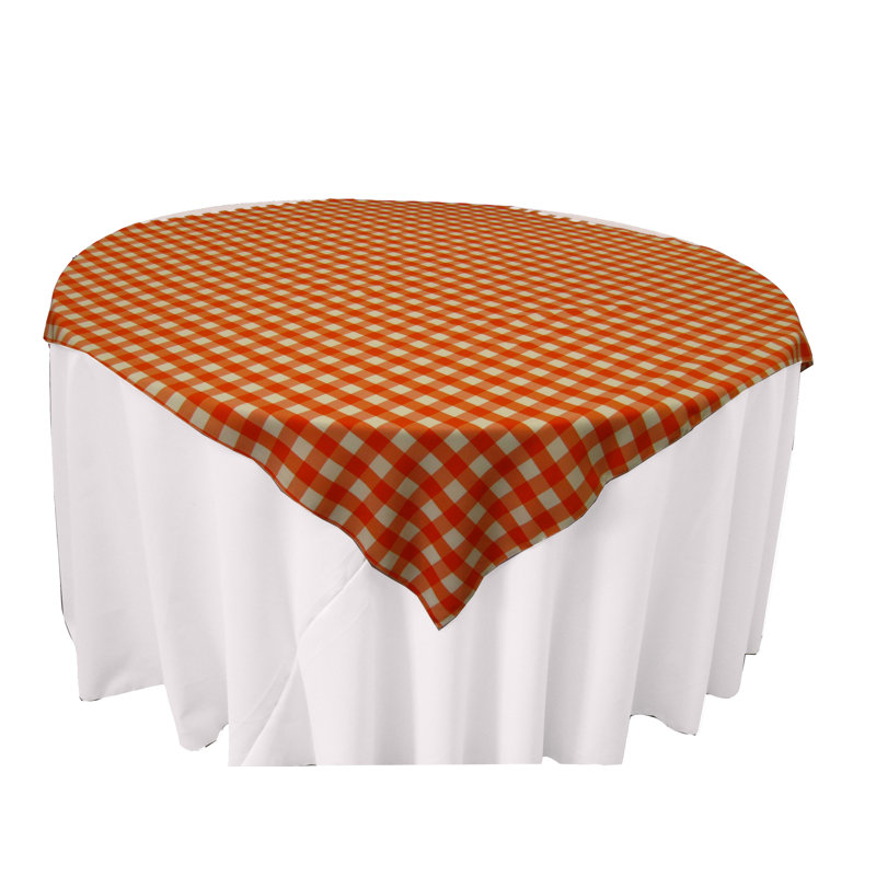 72x72 Orange and White Gingham Checkered Polyester Tablecloth